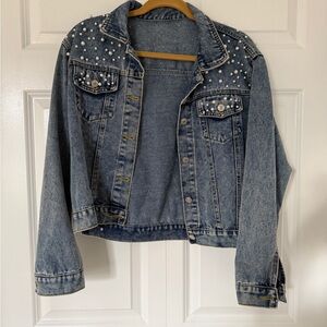 Custom Buffalo Bills Jean Jacket with Pearl Embellishments